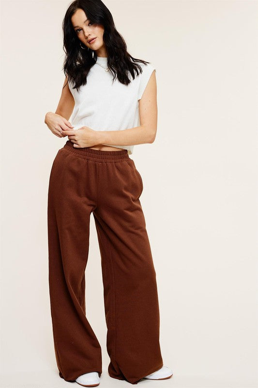 able mimosa cotton wide leg sweatpants