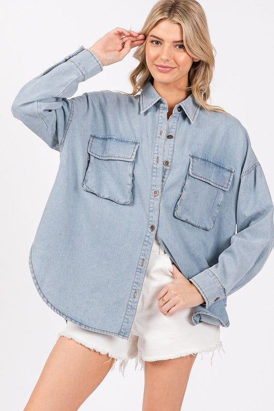sewn LA soft denim button up
