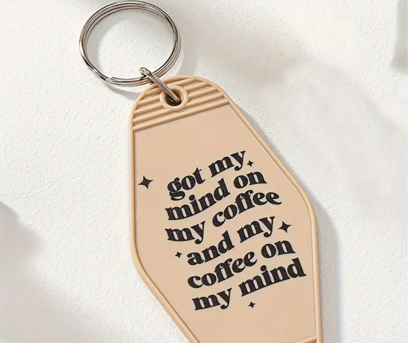motel coffee keychain