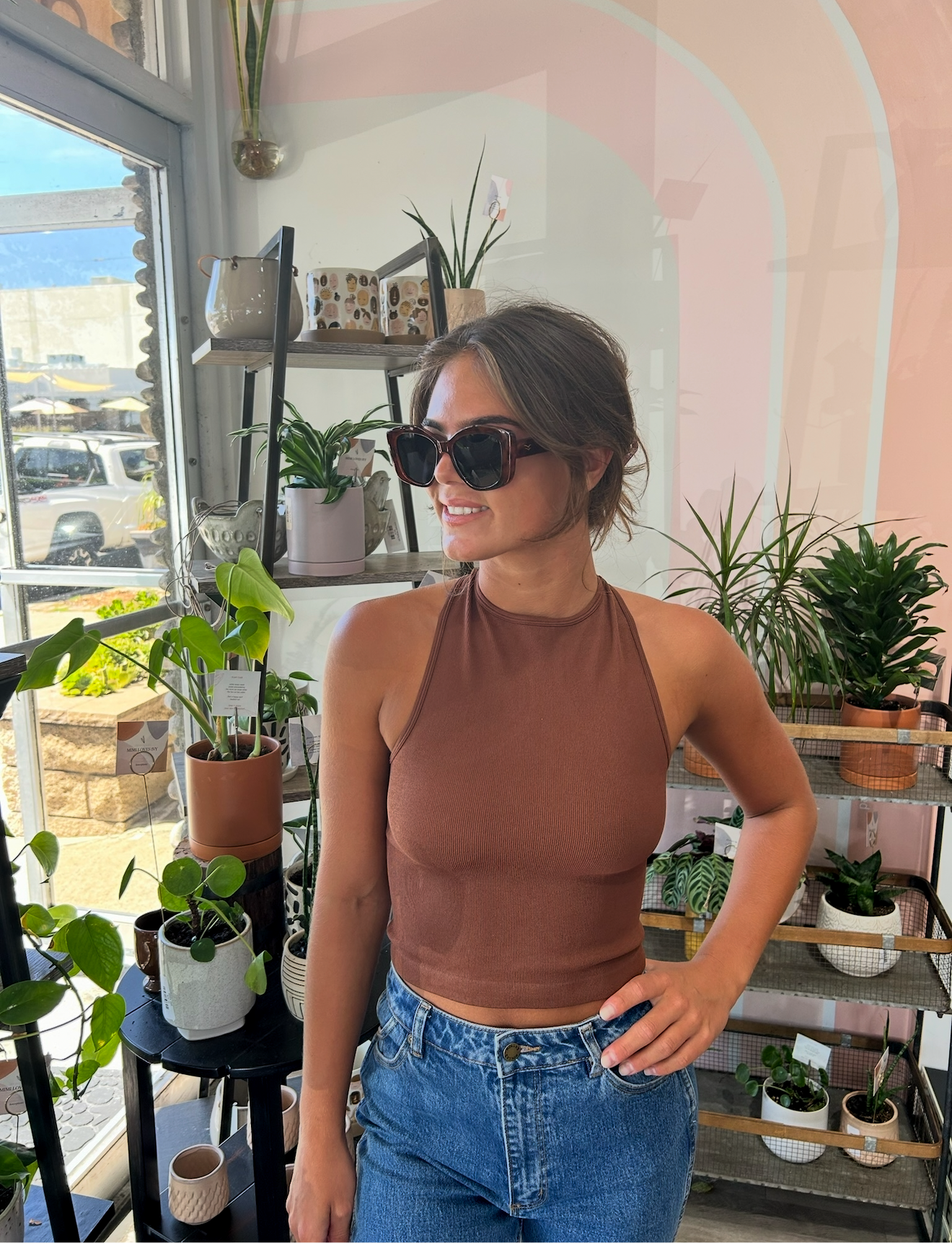 andy high neck racerback top