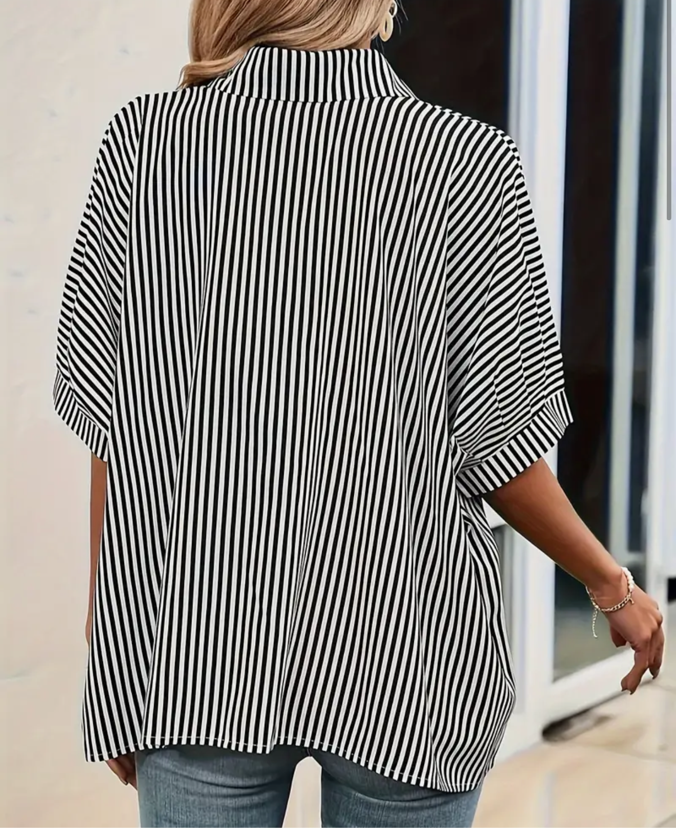 mimi oversized strip button down