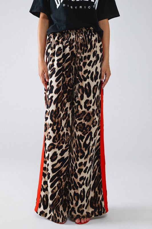 Q2 LA LEOPARD STRIPE DEATIL PANT