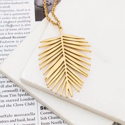gold faux gold leaf necklace