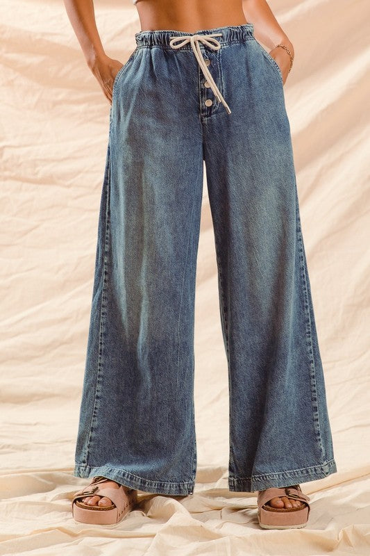 So Me wide leg denim pant