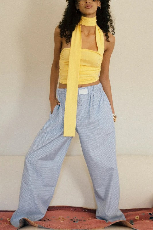 core LA checkered wide leg pant