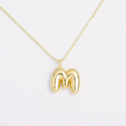 bubble gold initial necklace