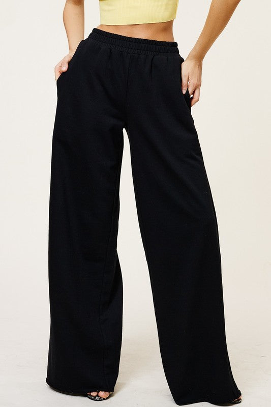 able mimosa cotton wide leg sweatpants