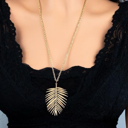 gold faux gold leaf necklace