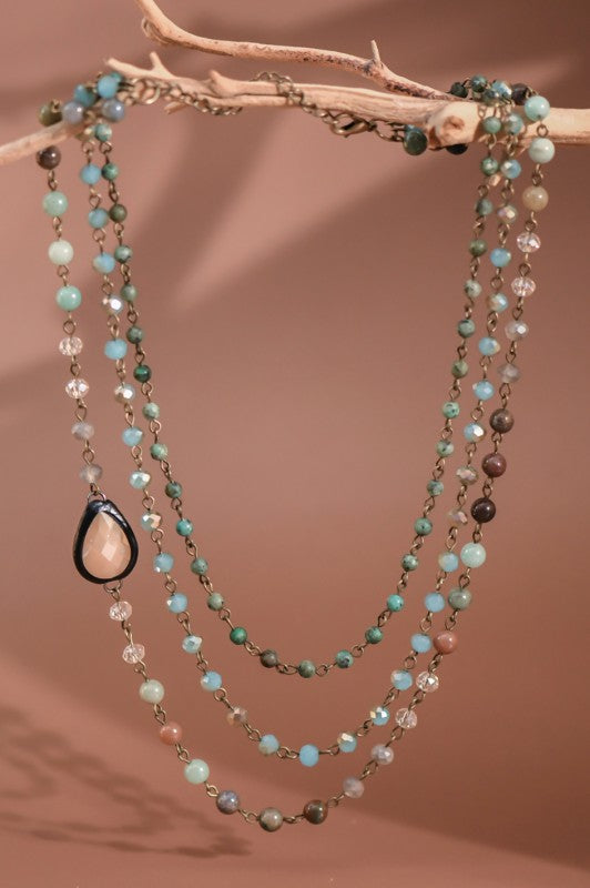 Beaded stone necklace